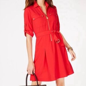 MICHAEL Michael Kors Red Dress with Gold Zipper Size Small